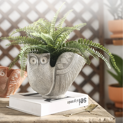 Creative Retro Owl Cement Flower Pot